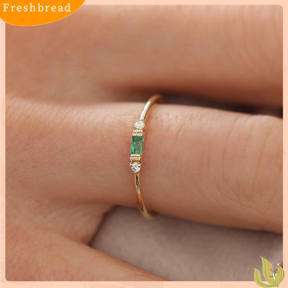 &lt; Freshbread &gt; Wanita Cubic Zirconia Tergabung Band Finger Cincin Pernikahan Pertunangan Perhiasan Hadiah