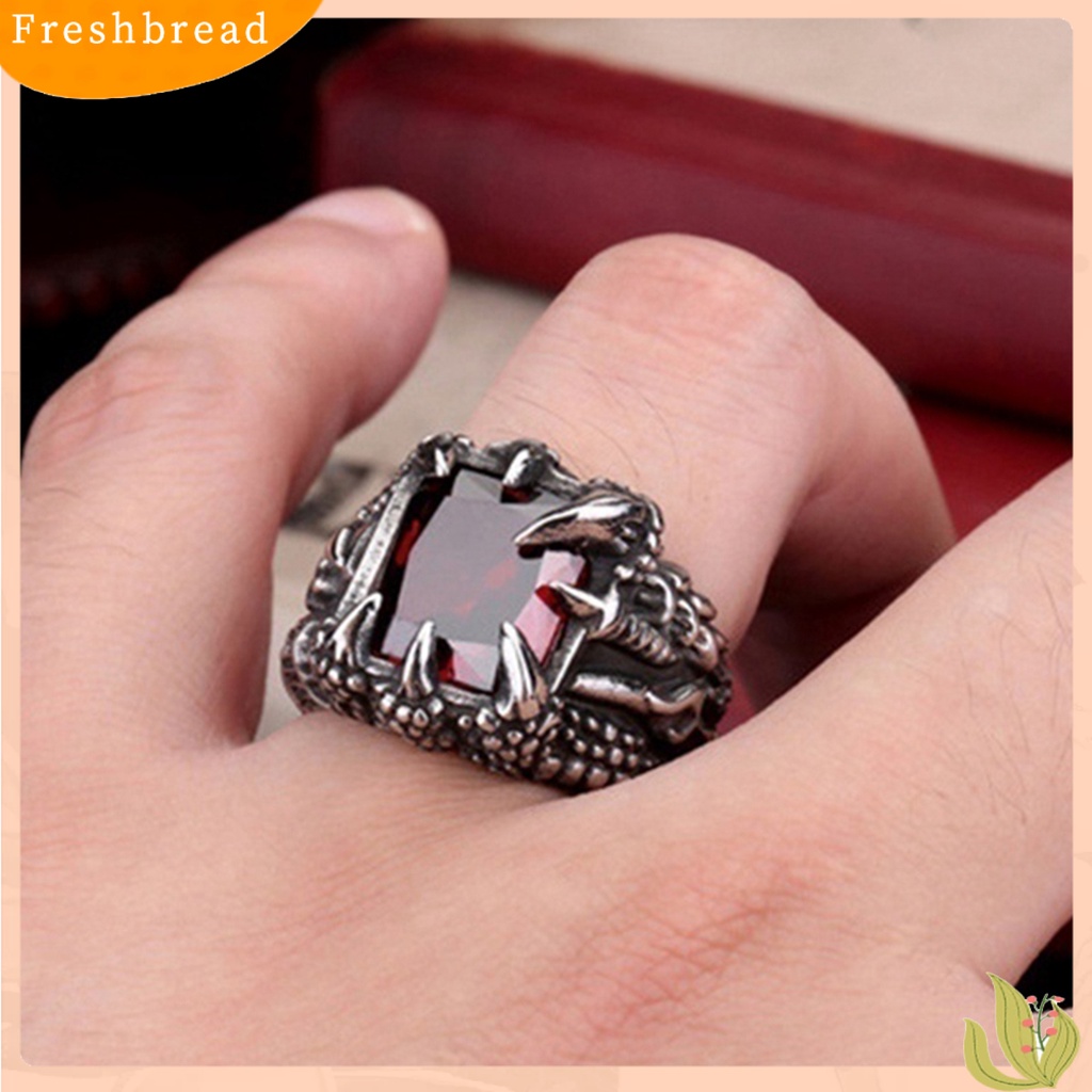 < Freshbread > Pria Vintage Naga Bentuk Cakar Cubic Zirconia Hias Cincin Pesta Prop Perhiasan