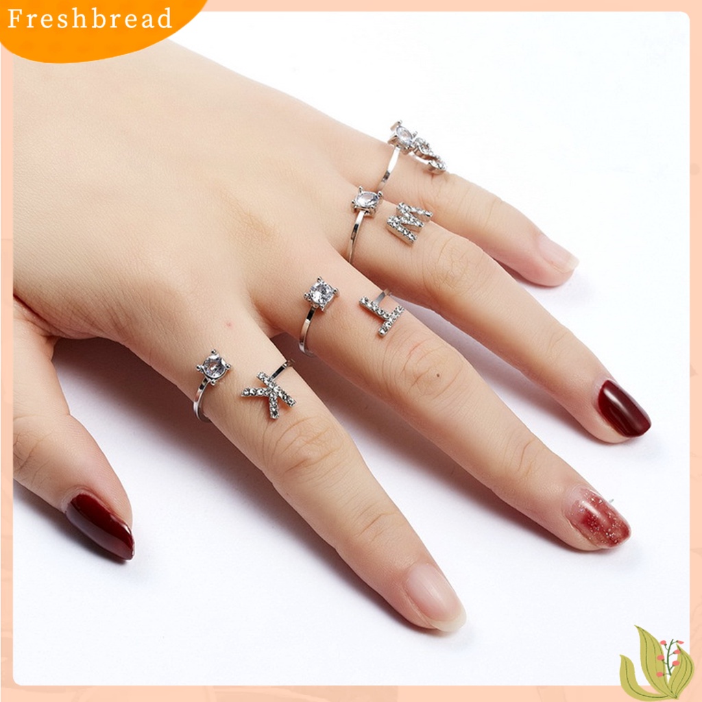 &lt; Freshbread &gt; Cincin Bukaan Huruf A-Z Golden Adjustable Finger Ring Untuk Pakaian Sehari-Hari