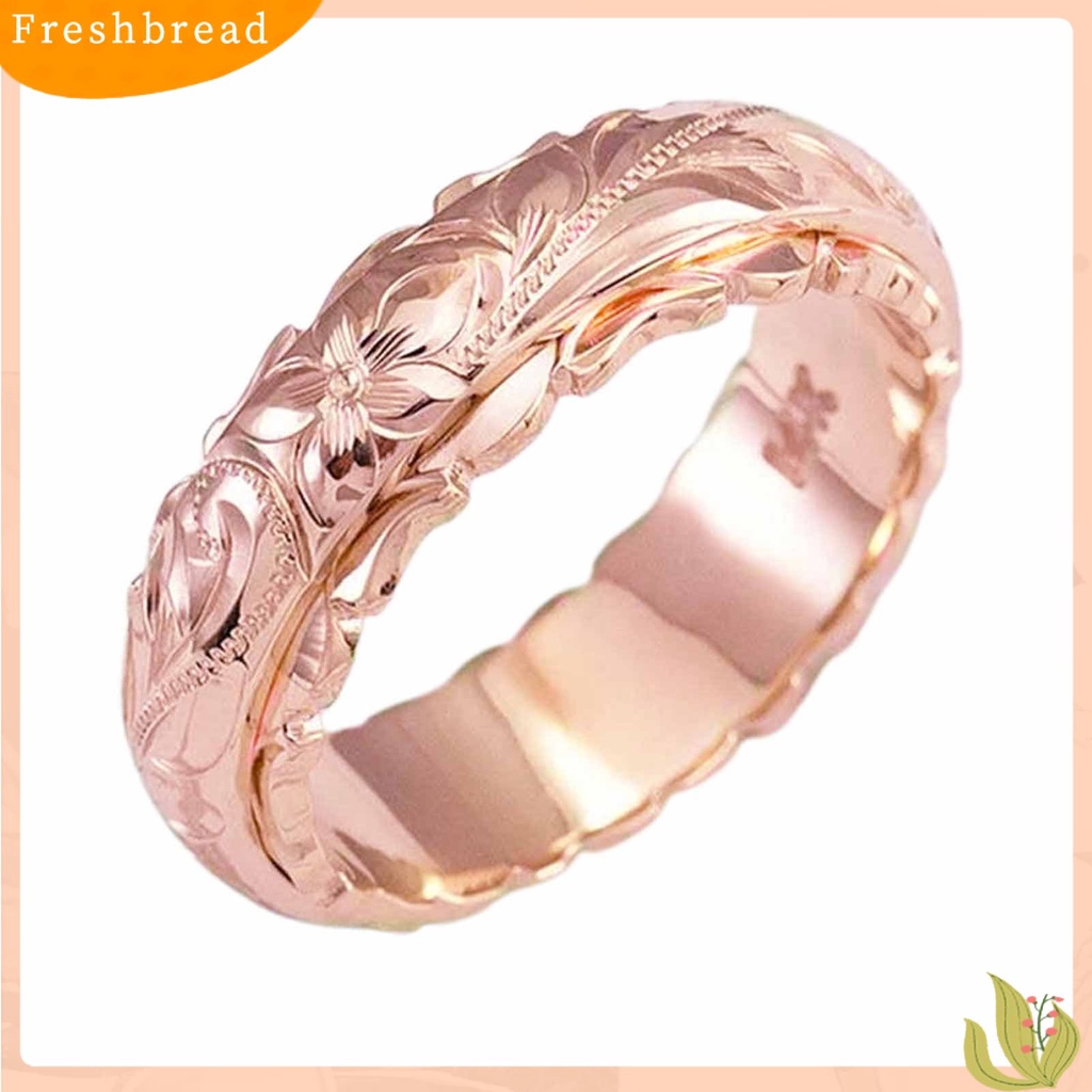 &lt; Freshbread &gt; Wedding Band Tangan Ukir Vintage Alloy Wanita Bunga Mawar Cincin Pertunangan