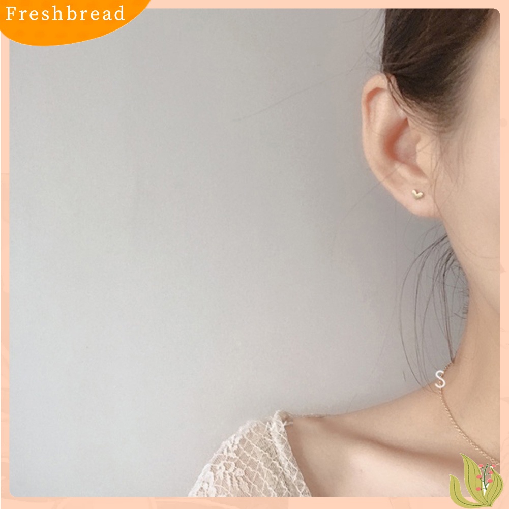 < Freshbread > Wanita Manis Perak Berlapis Mini Cinta Hati Stud Anting Perhiasan Hadiah Ulang Tahun