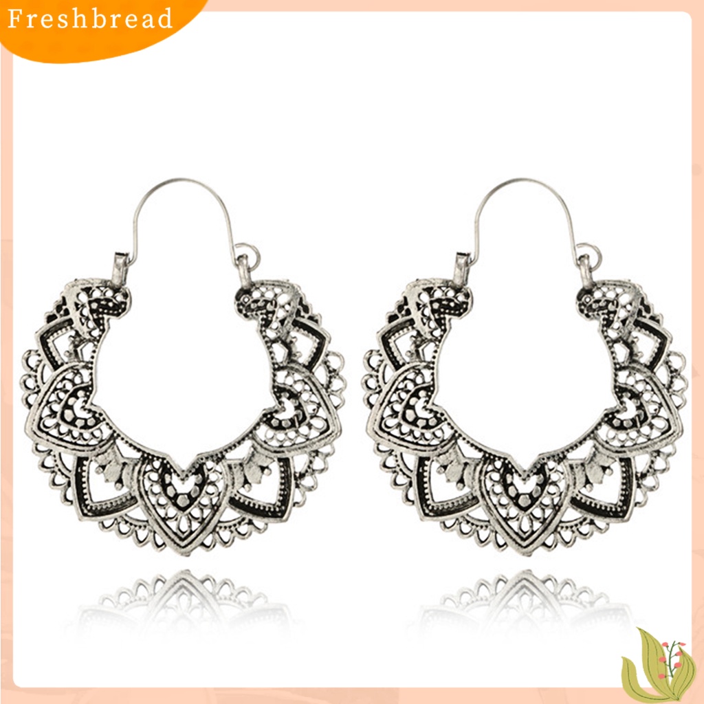 &lt; Freshbread &gt; 1pasang Bentuk Bunga Hollow Drop Earrings Alloy Tindik Geometris Wanita Menjuntai Anting Fashion Perhiasan