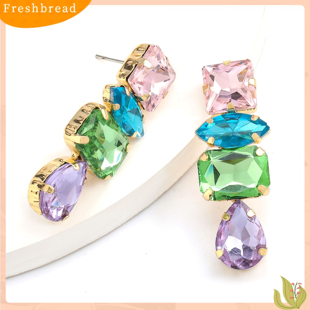 &lt; Freshbread &gt; 1pasang Tindik Bersinar Indah Anting Pejantan Bentuk Tetesan Air Berlian Imitasi Wanita Anting Perhiasan Pernikahan