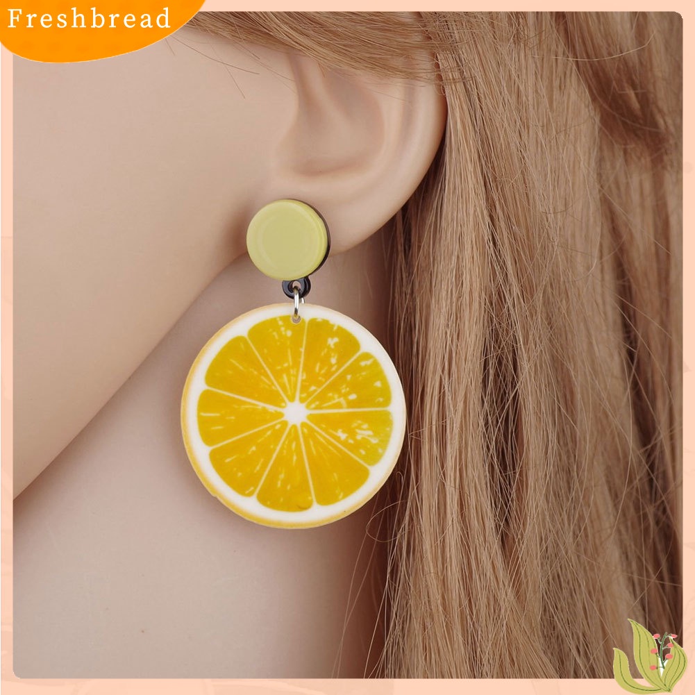 &lt; Freshbread &gt; Anting Buah Gaya Korea Wanita Tomat Lemon Kiwi Akrilik Tanggal Perjalanan Perhiasan