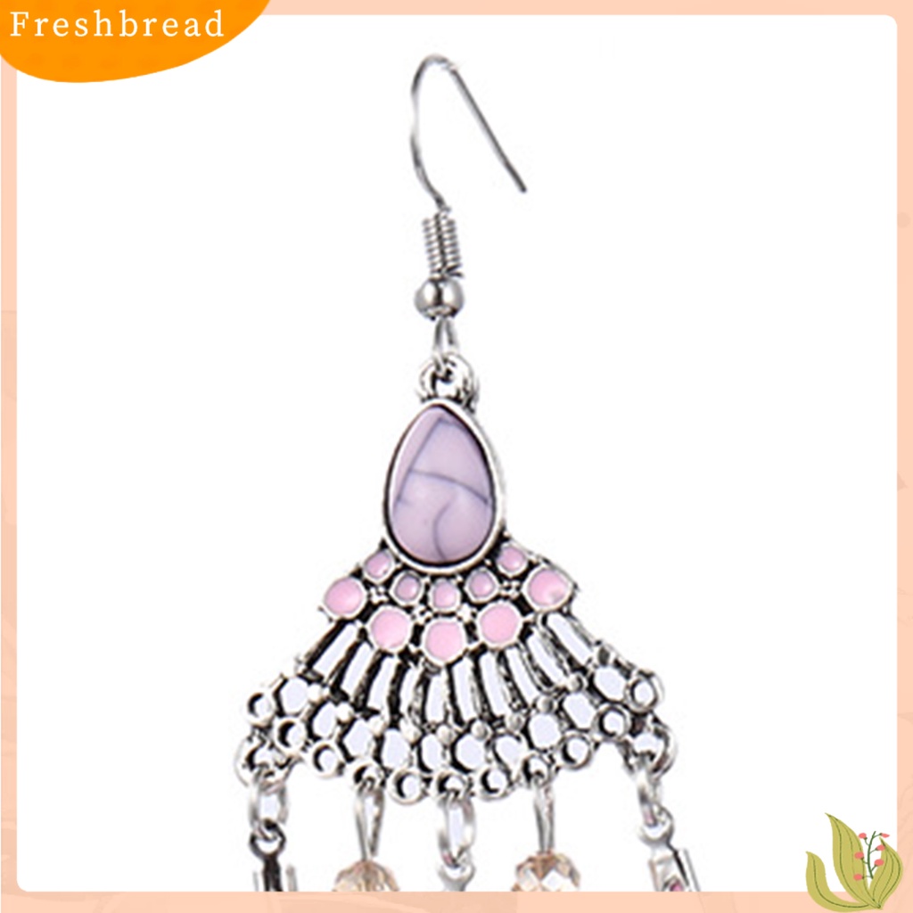 &lt; Freshbread &gt; 1pasang Lady Earrings Bulu Sintetis Bohemia Kreatif Jumbai Menjuntai Anting Prom Jewelry