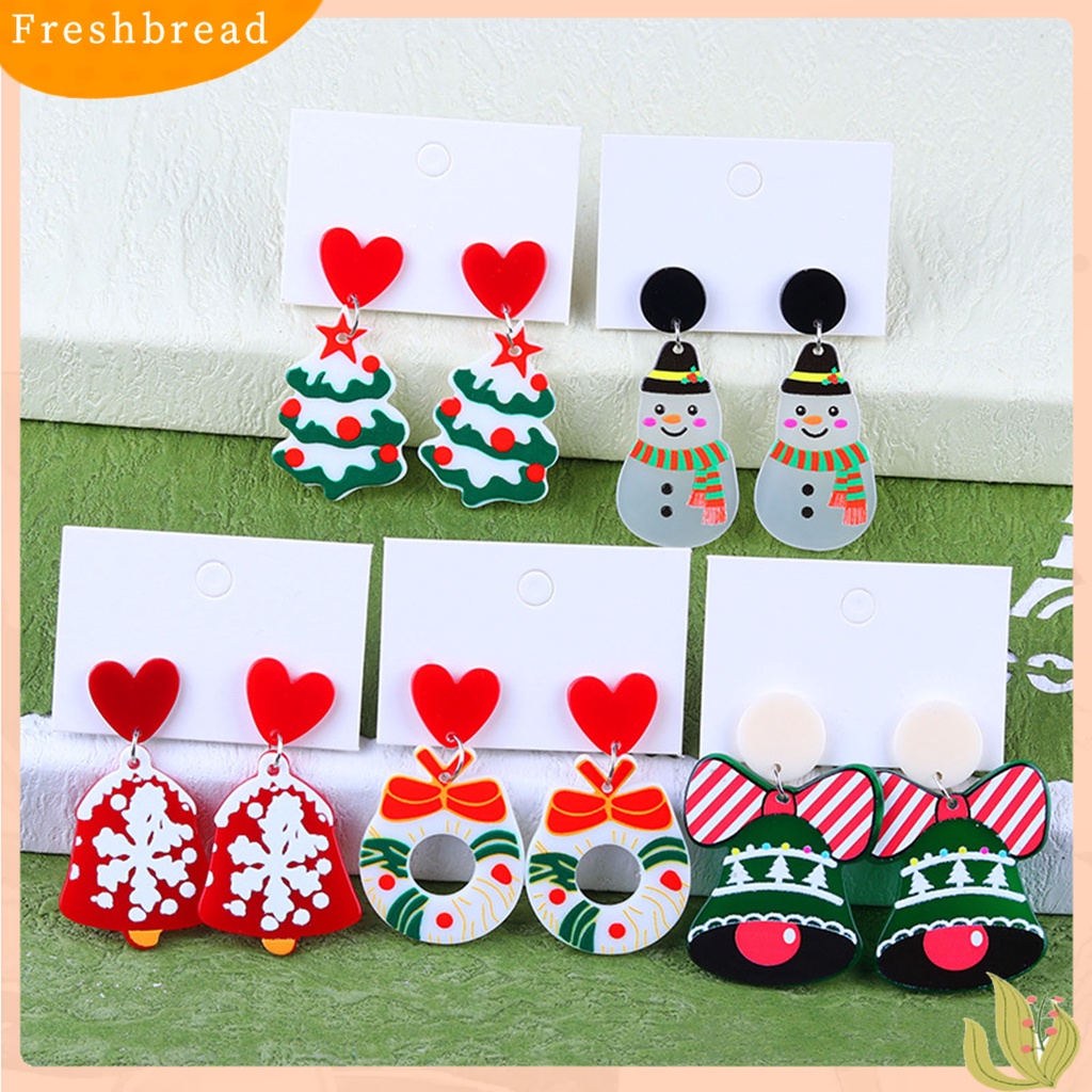 &lt; Freshbread &gt; 1pasang Anting Menjuntai Lonceng Natal Berdandan Wanita Warna Kontras Anting Menjuntai Kartun Untuk Xmas