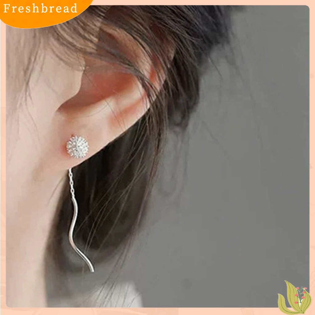 &lt; Freshbread &gt; 1pasang Anting Bunga Ladies Menarik Hias Anting Dandelion Menjuntai Panjang Untuk Kehidupan Sehari-Hari