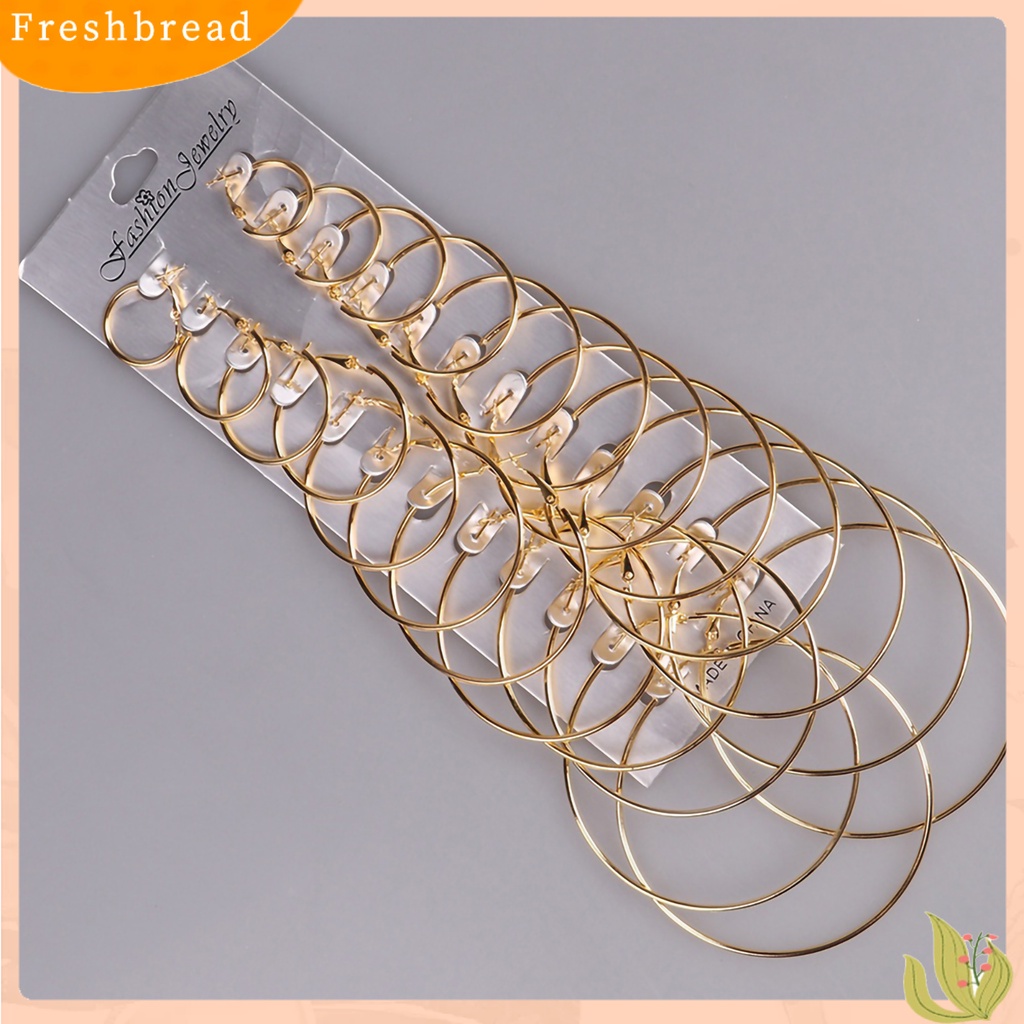 &lt; Freshbread &gt; 12pasang Anting Set 12ukuran Indah Berlapis Perak Halus Lingkaran Telinga Liontin Untuk Pesta Malam