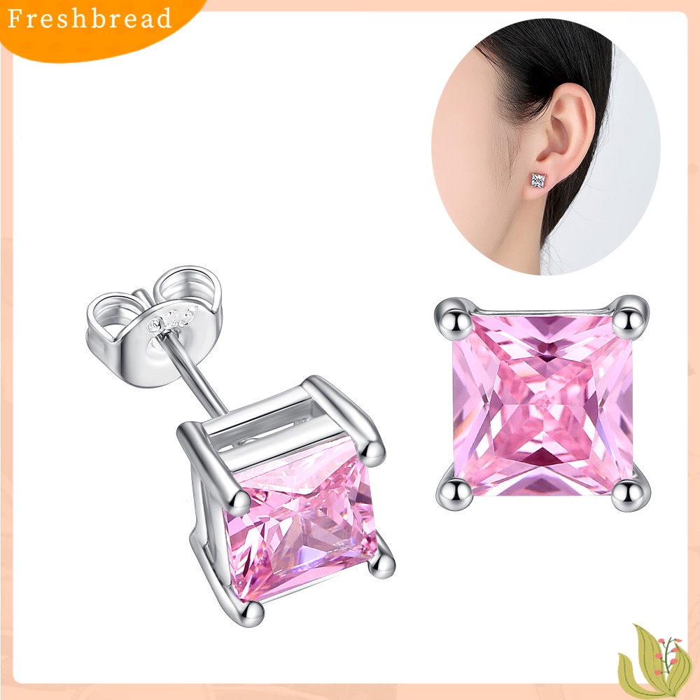 < Freshbread > Fashion Wanita Persegi Cubic Zirconia Hias Telinga Stud Anting Pesta Perhiasan Hadiah