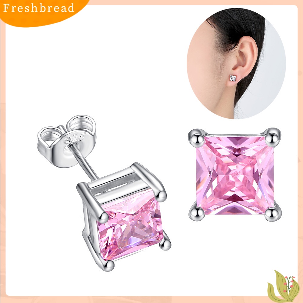 &lt; Freshbread &gt; Fashion Wanita Persegi Cubic Zirconia Hias Telinga Stud Anting Pesta Perhiasan Hadiah