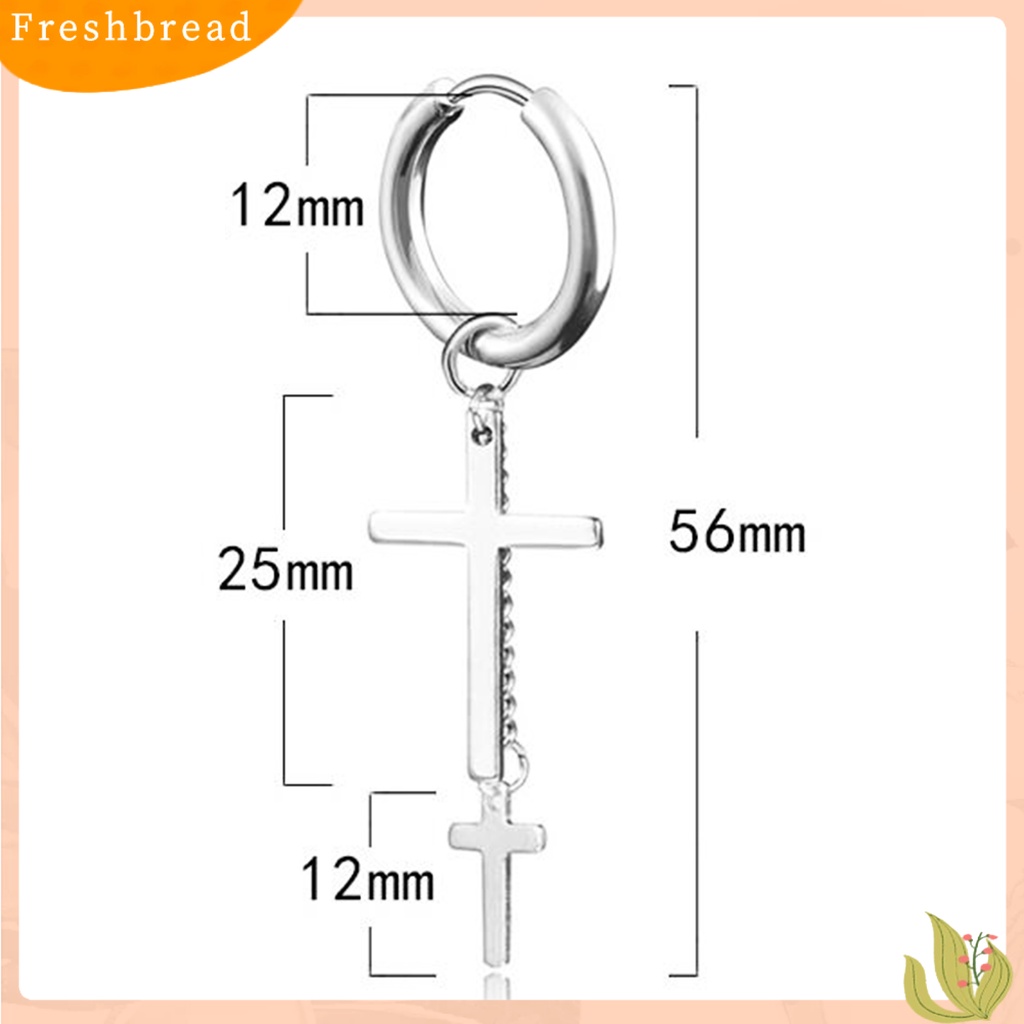 &lt; Freshbread &gt; 1Pc Anting Hoop Keren Unisex Klip Telinga Rantai Panjang Stainless steel Untuk Club