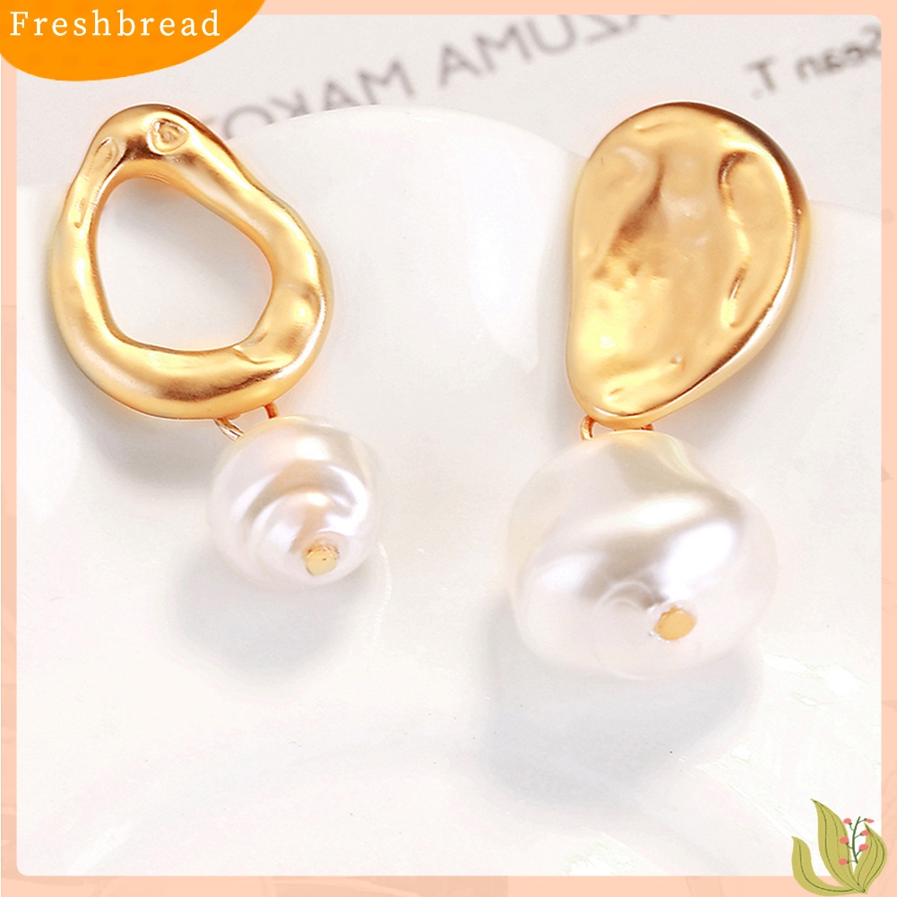 < Freshbread > Wanita Mutiara Imitasi Geometris Menjuntai Panjang Eardrop Leaverback Earrings Perhiasan Hadiah