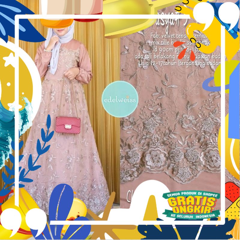 Farasya Dress Teen #3 Gamis Pesta Anak Remaja Dress Tile Remaja Gamis Brukat Remaja Gamis Tile Remaj