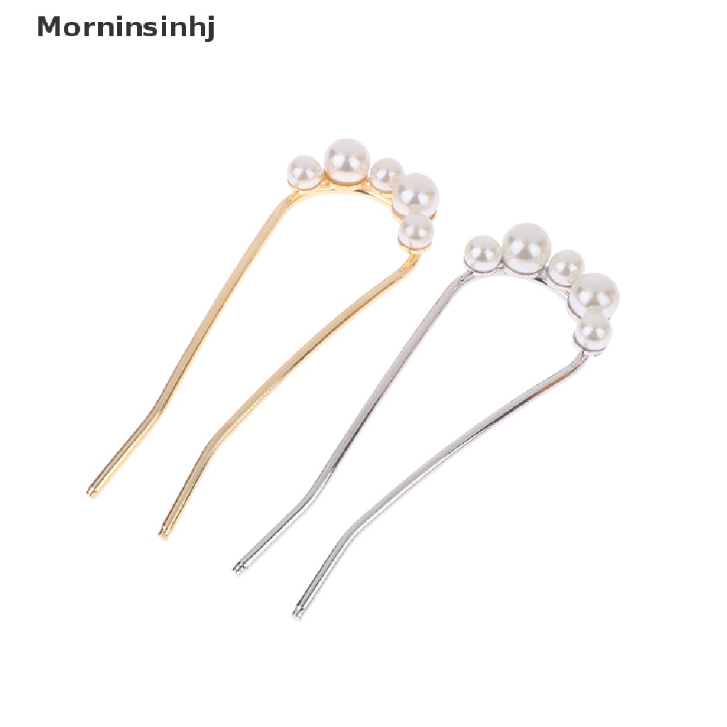 Mornin Fashion Stik Rambut Mutiara Logam Untuk Wanita Shell Hair Clip Pins Bentuk U Hairclip id