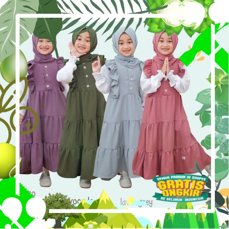 Gamis anak perempuan terlaris terbaru usia 1-12th/Gamis zayda kids/baju muslim anak/gamis viral/dres