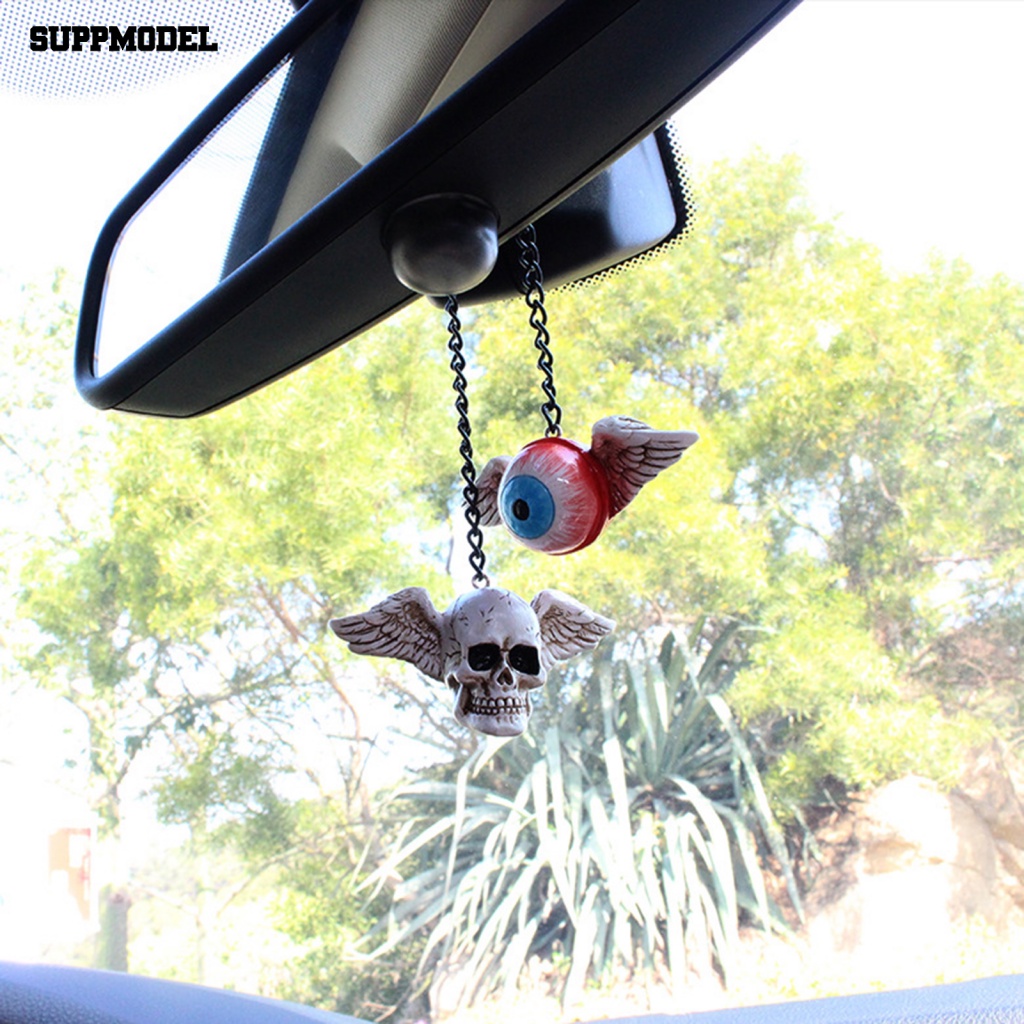 Suppmodel 2Pcs Compact Size Liontin Mata Perlengkapan Mobil Eye Skull Car View Mirror Hanging Pendant Bentuk Kreatif