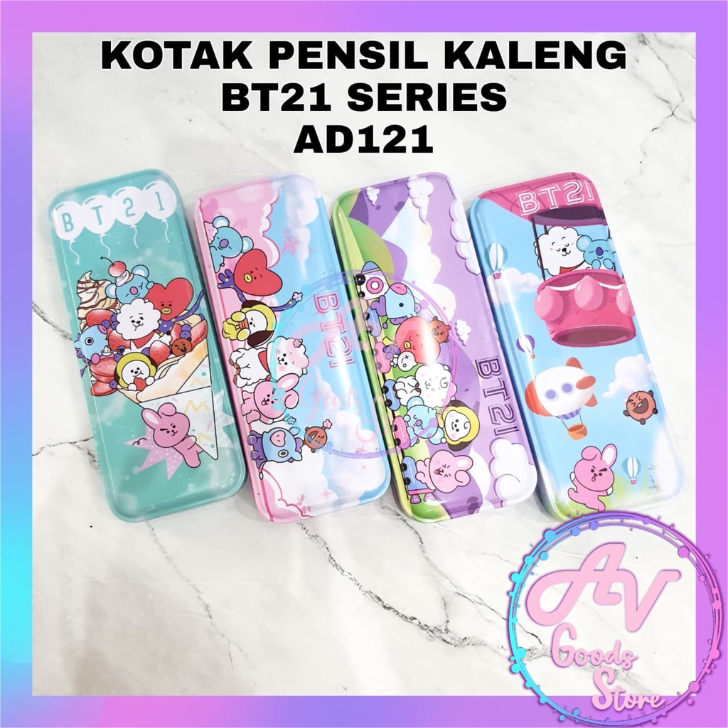 

Kotak Pensil Kaleng BT21 AD-121 / Tempat Pensil Kaleng Karakter BTS Korean Kpop