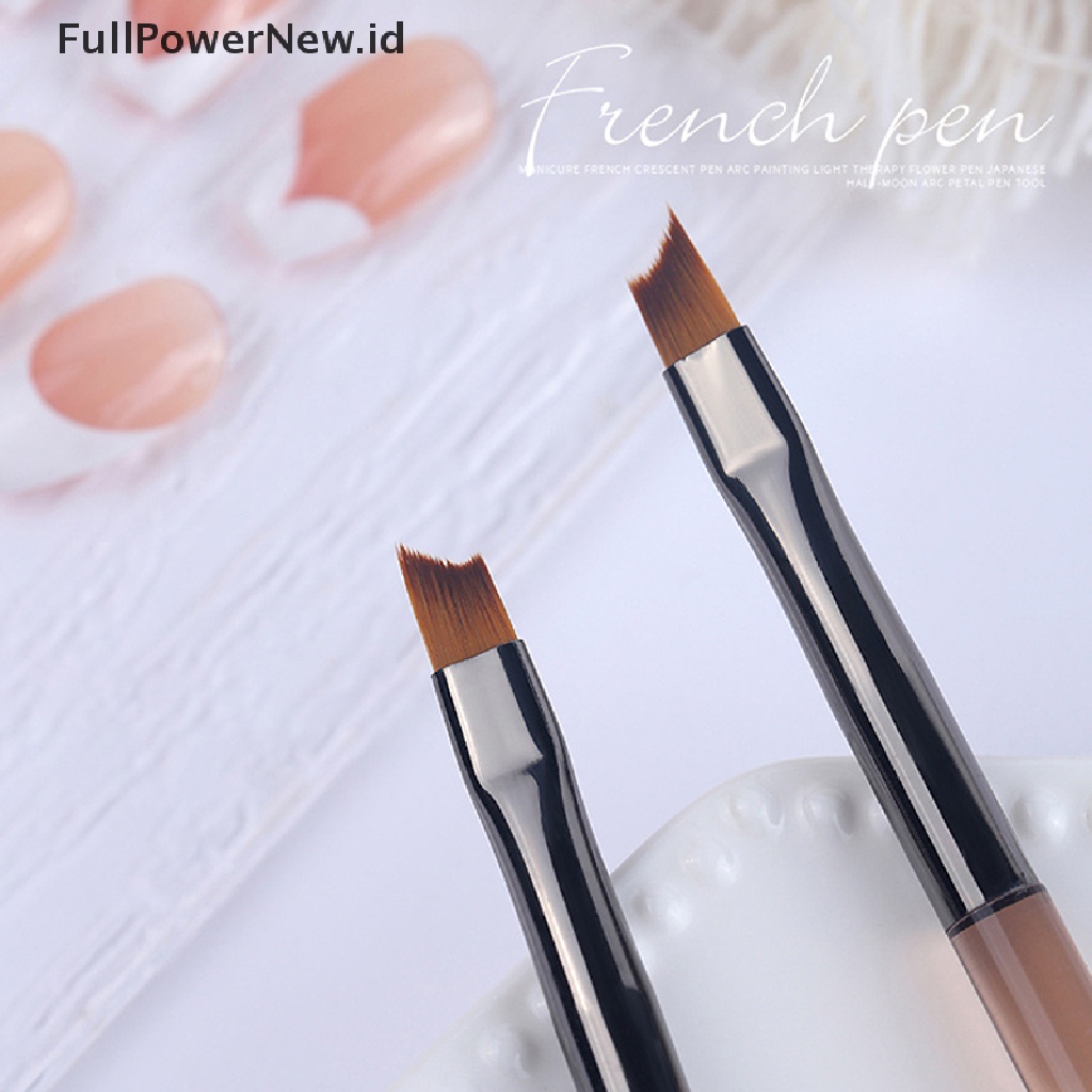 Power 1Pc Sikat Kuku Tip Prancis Bentuk Setengah Bulan UV Gel Akrilik Gambar Pager ID