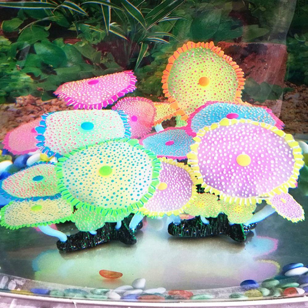 [Elegan] Sea Anemone Lifelike2023Lucu Untuk Fish Tank Decor Silicone Luminous Fake Anemone