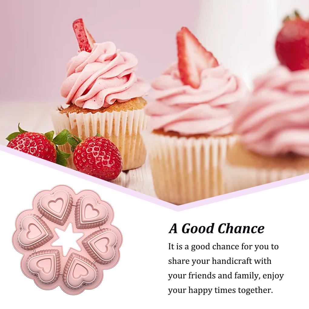 Cetakan Berbentuk Hati Silikon 6cup Baking Pan Mold Bakeware Cupcakes Menghias Aksesoris Memasak Cetakan Lovely