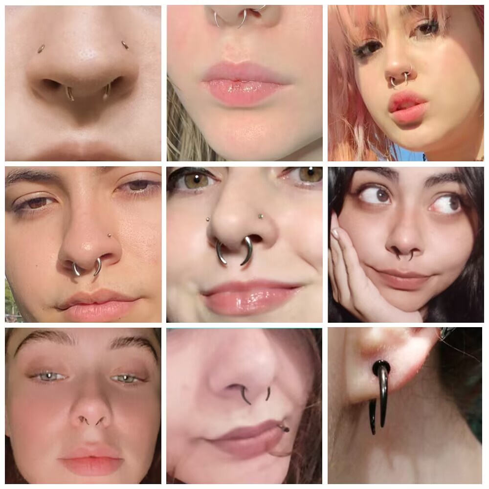 1pc14/16g Tanduk Ox Vintage Nose Septum Ring Stainelss Steel Tapal Kuda Hidung Tindik Lancip Tandu Hidung Expander