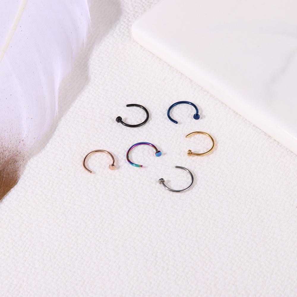 1pc D Shape Stainless Steel Tindik Hidung Bentuk C Cincin Hidung Melengkung Barbells Septum Tindik Helix Tulang Rawan Hoop Earrings