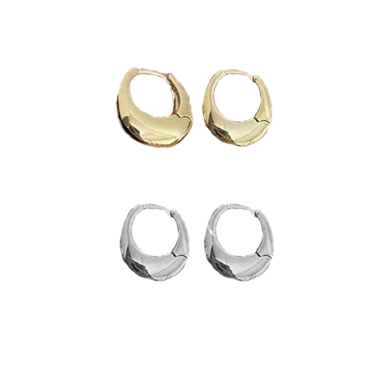 Anting Hoop Oval Simple Geometris Tetesan Air Emas Perak Earring Untuk Aksesoris Perhiasan Wanita