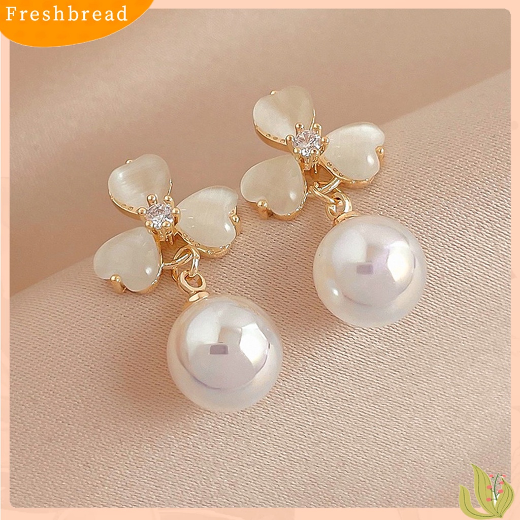 {In Stock} 1pasang Anting Stud Dainty Elegan Temperamen Gaya Perancis Mutiara Imitasi Opal Bunga Wanita Drop Earrings Perhiasan Aksesoris