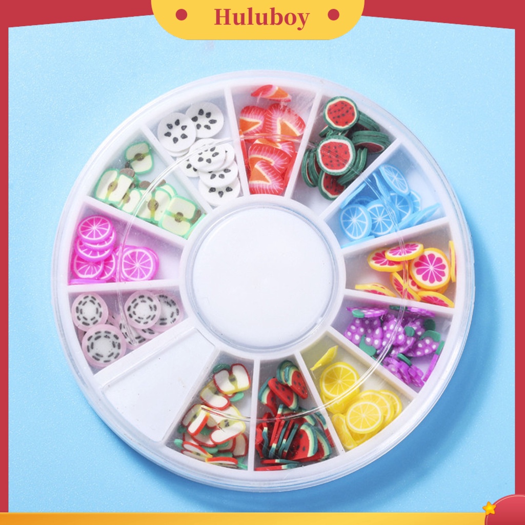 {In Stock} 1kotak Irisan Kuku Bentuk Buah Bunga Efek 3D Ultra Tipis Polymer Mixed Nail Art Slime DIY Charms Untuk Perempuan