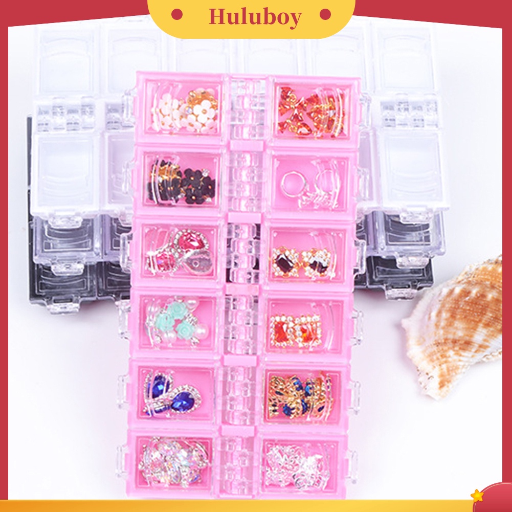 {In Stock} 12kisi Bening Kosong Nail Art Tips Manik-Manik Dekorasi Kotak Penyimpanan Perhiasan Holder Case