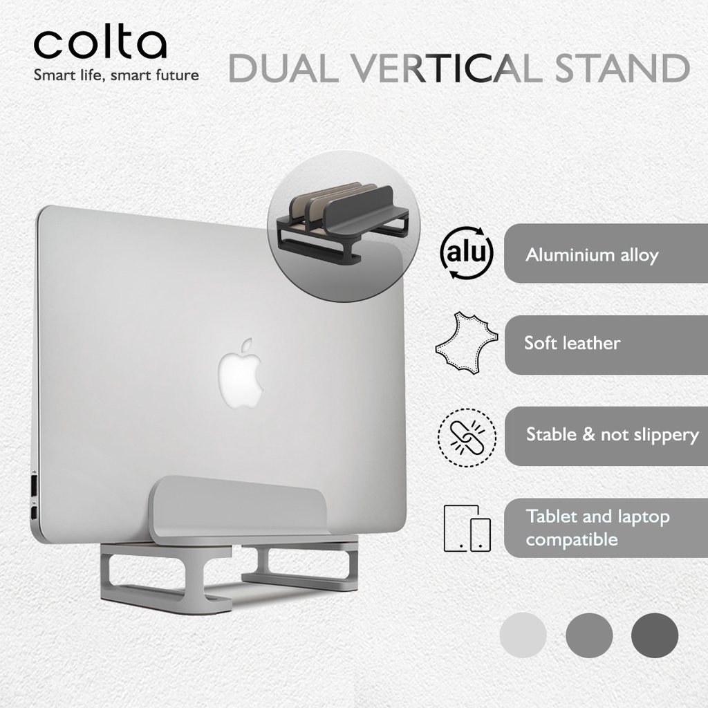 Colta Dual Vertical Laptop Tablet Stand Holder Aluminium Premium
