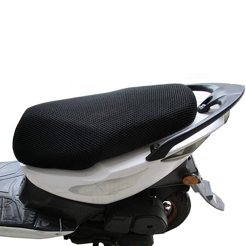 [AYBX] Musim Panas Motor Skuter Kursi Cover Elektrik Bernapas Aksesoris Motor Matahari 3D Hitam Perlindungan Peredam Panas Kursi Net