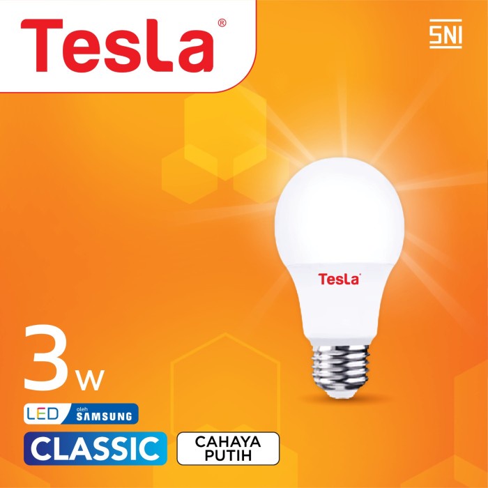Tesla Lampu Bohlam LED 3 watt Samsung Inside SNI LED Bulb