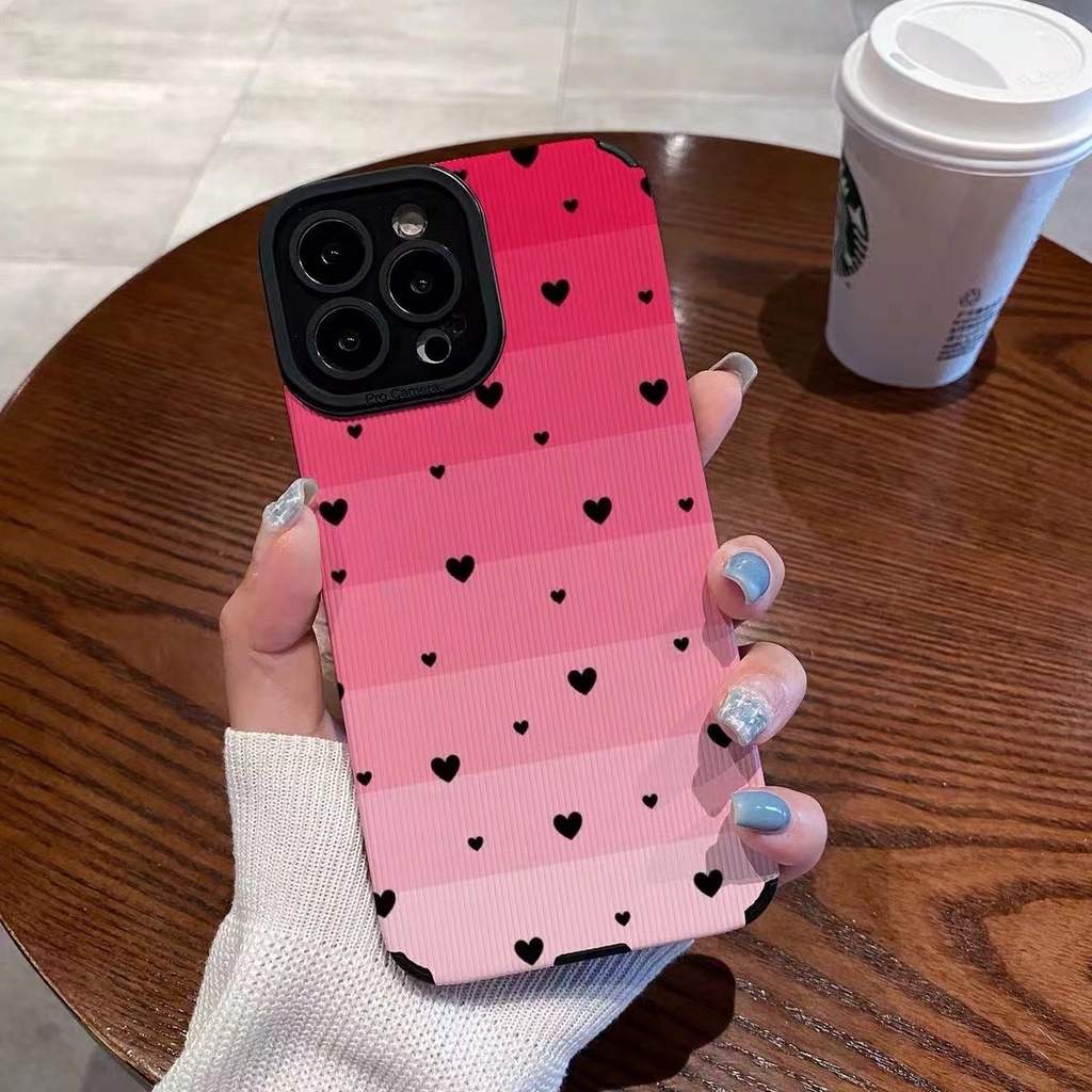 Cute Pink Red Love Gradient Soft Case HP VIVO V9 Y11 Y12i Y12 Y15 Y17 Y12S Y20 Y20i Y20S Y19 Y93 Y91C S1 V15 Pro Y50 Y30 Y30i V20 Z1 Pro Y52S Y31S V5 V5S V21 V23 5G Y83 FTD Stripe Casing