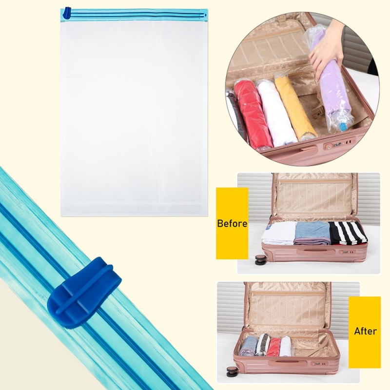 Vacuum Bag Transparan Untuk Pakaian Quilt Selimut Closet Travel Tas Penyimpanan Pakaian Hemat Ruang Organizer Vacuum Compression Bag