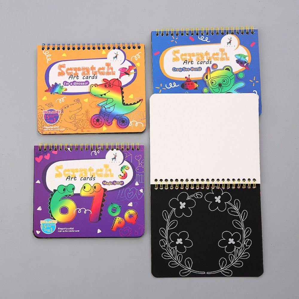 Mxbeauty Kertas Gores Berwarna Art Craft Dengan Pulpen Magic Scratch Cards Stiker Art Anak Lukisan Buku Mewarnai Menggambar Template Mainan