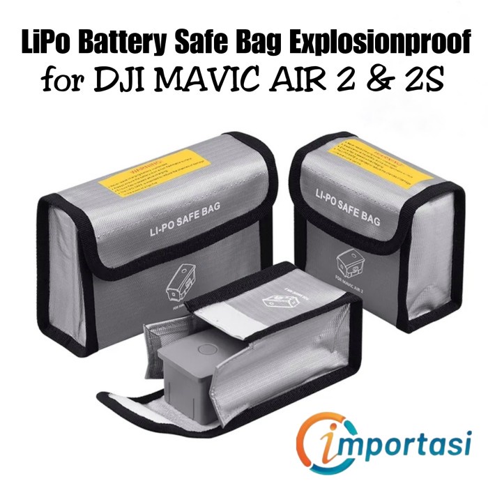 LiPo Battery Safe Bag DJI Mavic Air 2 &amp; 2S Explosion-proof Tas Baterai - 3 Batteries Bag