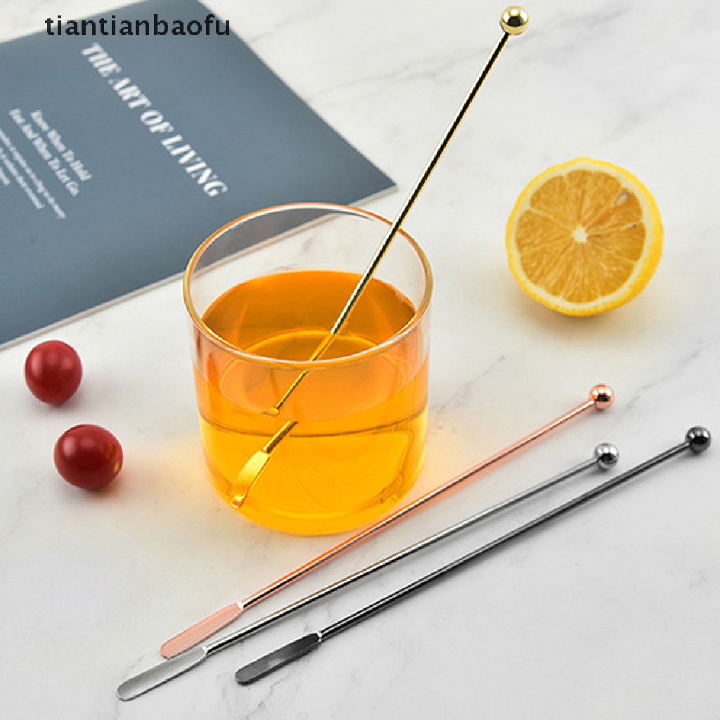 [tiantianbaofu] Stik Pengaduk Minuman Cocktail Stainless Steel Reusable Bartender Pengaduk Anggur Butik