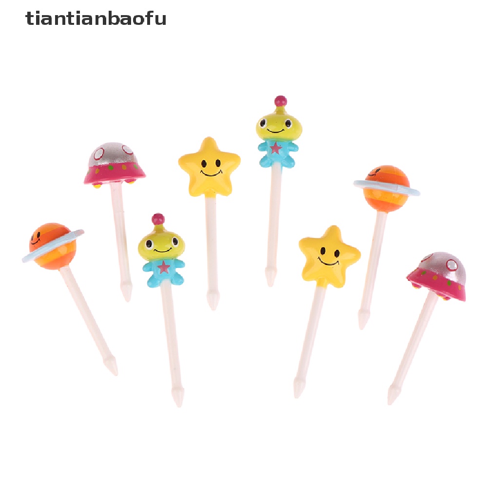 [tiantianbaofu] 6/8pcs Garpu Buah Kartun Hewan Snack Dessert Kue Animal Decor Food Picks Butik