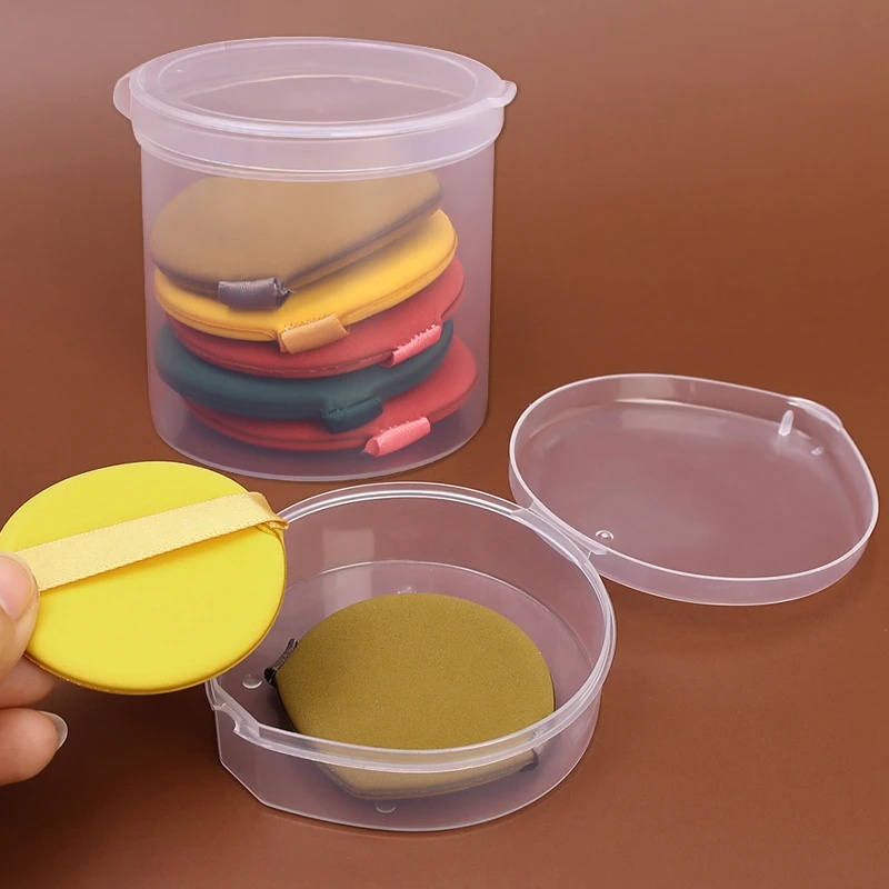 Kotak Penyimpanan Spon Telur Cantik Transparan/Tahan Air Portabel Kapasitas Besar Powder Puff Plastic Case