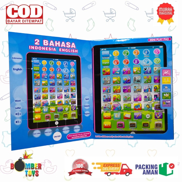 MAINAN ANAK MINI PLAY PAD LEARNING BELAJAR BAHASA INDONESIA INGGRIS IPAD 2 BAHASA