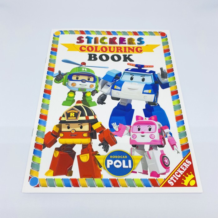 

DN40- Buku mewarnai gambar anak sticker activity book robocar poli KODE 212
