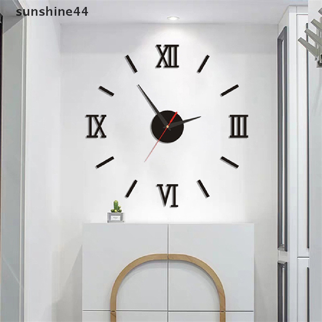 Sunshine 3D Bercahaya Jam Dinding Tanpa Bingkai Akrilik DIY Digital Clock Wall Stiker Silent Clock Untuk Ruang Tamu Kamar Tidur Kantor Dekorasi Dinding ID