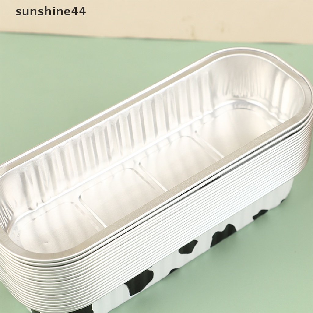 Sunshine 10Pcs Reusable Rectangle Aluminium Foil Tin Cup Dengan Tutup Cetakan Kue Puding ID