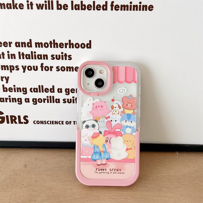 【2 Holder】Nice Girl Animal Toy Store Woman Soft Case iP iPhone X XR XS Max 11 12 13 14 + Plus Pro Max FTD Casing Apple