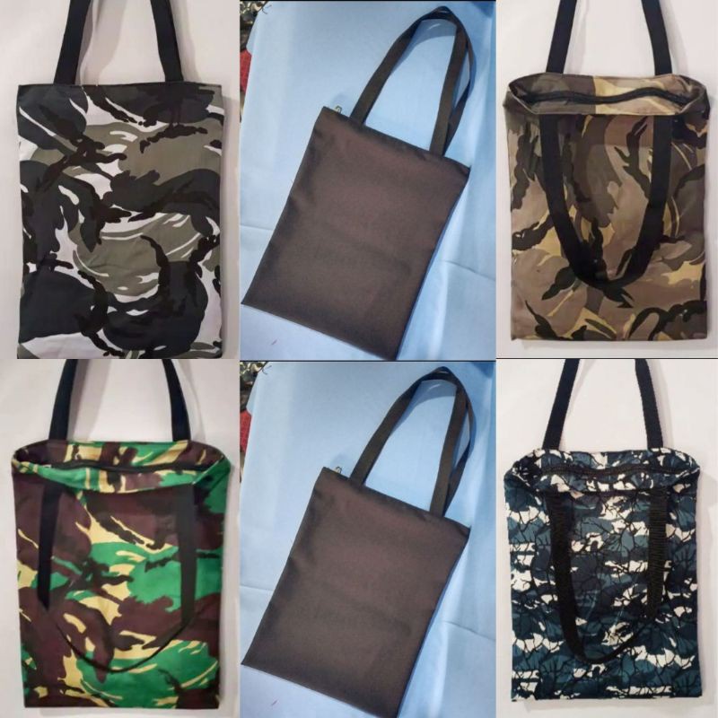 Totebag Loreng Loreng Army Tas Belanja Tni Ad Pake Reseleting Stylis Pria Wanita