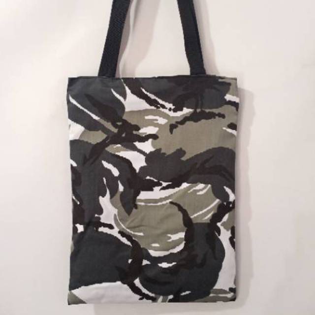 Totebag Loreng Loreng Army Tas Belanja Tni Ad Pake Reseleting Stylis Pria Wanita