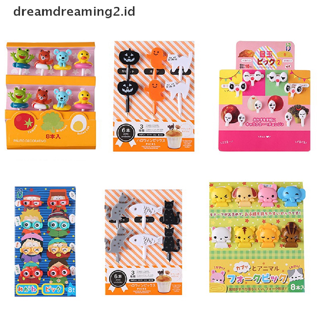 (hot) Garpu Buah Hewan Mini Kartun Anak Snack Kue Dessert Makanan Tusuk Gigi Buah//