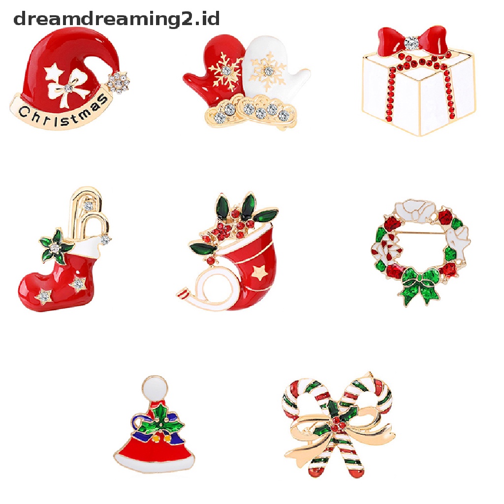 (hot) Wanita Fashion Snowman Santa Claus Topi Pohon Natal Bros Pin Perhiasan Hadiah//