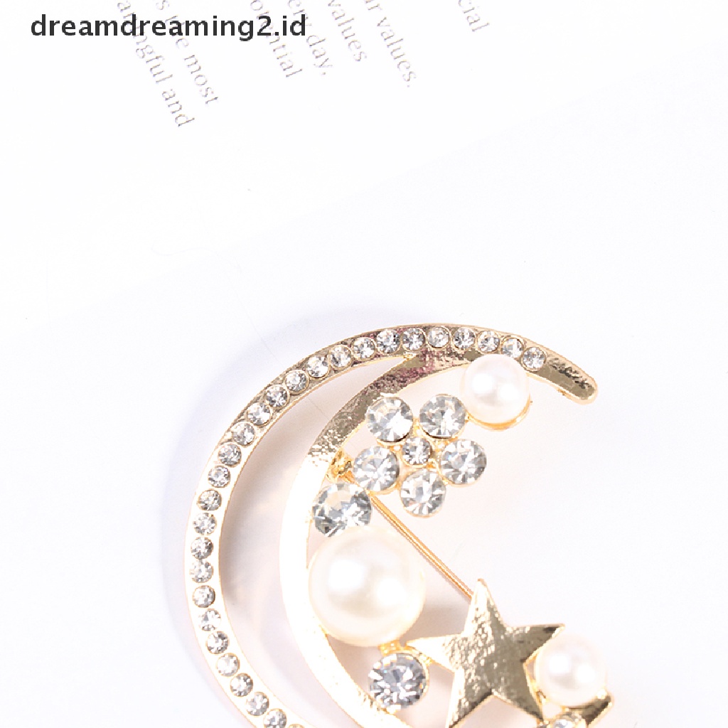 (hot) Bulan Bintang Peal Bros Untuk Wanita Baroque Trendy Elegan Brooch Pin Hadiah Pesta//